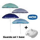 Ver imagem 1 de Kit Guarda Sol 2,60m Resistente C/ Base Branca Mor GSOL C/ BASE BRANCA Azul Marinho Liso
