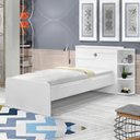 Ver imagem 4 de Cama Solteiro Cabeceira Baú 2 Gavetas 3 Nichos Hortencia Branco / Branco Lilás Flex