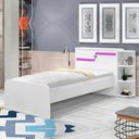 Ver imagem 7 de Cama Solteiro Cabeceira Baú 2 Gavetas 3 Nichos Hortencia Branco / Branco Lilás Flex