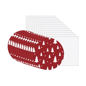 Kit Sousplat + Guardanapo Natal Fundo Vermelho/pinheiro - 12 Peças - com Base