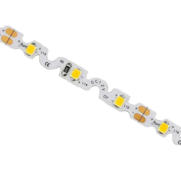 Fita Led 5w Curva S Zig Zag 3528 10 Metros 12v Ip44 Branco Quente 3500k - 5