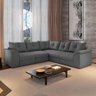 Sofá de Canto 5 Lugares Retrátil Qatar Suede Cinza - 1