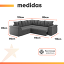 Ver imagem 4 de Sofá de Canto 5 Lugares Retrátil Qatar Suede Cinza