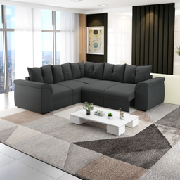Sofá de Canto 5 Lugares Retrátil Qatar Suede Cinza - 2
