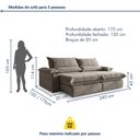 Ver imagem 3 de Sofá Retrátil e Reclinável com Catraca Blindada 240cm Porto Bello Veludo Jolie/Cinza