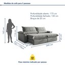 Ver imagem 3 de Sofá Retrátil e Reclinável com Catraca Blindada 240cm Porto Bello Veludo Jolie Prata/Prata