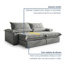 Ver imagem 4 de Sofá Retrátil e Reclinável com Catraca Blindada 240cm Porto Bello Veludo Jolie Prata/Prata