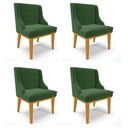 Ver imagem 1 de Kit 4 Cadeiras Estofadas para Sala de Jantar Base Fixa de Madeira Castanho Lia Suede Verde - Ibiza
