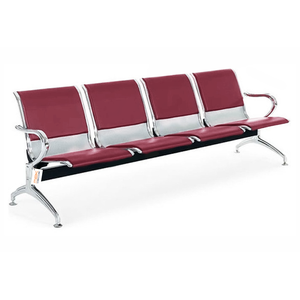 Cadeira Longarina com Est Cromada 4 Lugares Colors - Vinho