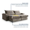 Ver imagem 5 de Sofá Retrátil e Reclinável com Catraca Blindada 280cm Porto Bello Veludo Jolie/Cinza