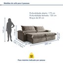 Ver imagem 3 de Sofá Retrátil e Reclinável com Catraca Blindada 280cm Porto Bello Veludo Jolie/Cinza