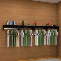 Kit 2 Cabideiro De Parede 1,20cm Arara Roupas Preto AJL STORE - 4