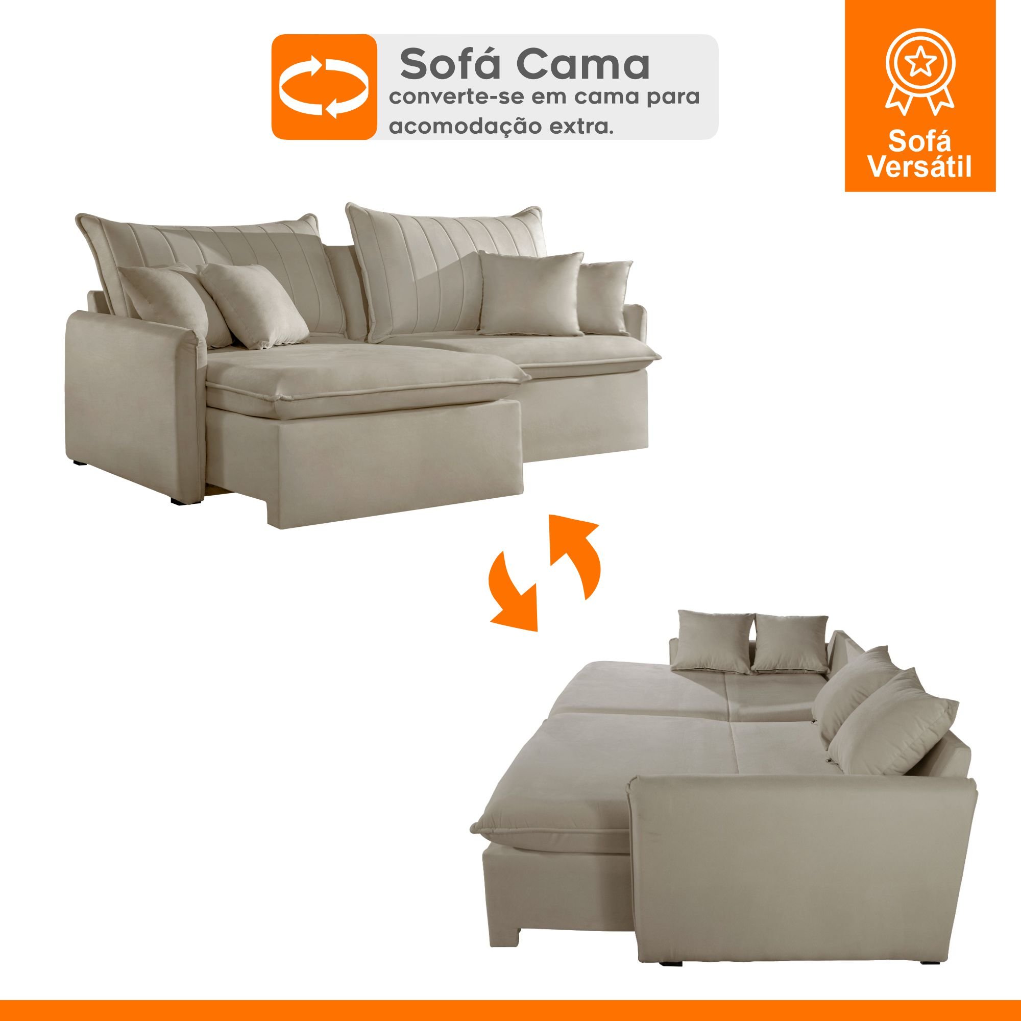 Sofá Cama Retrátil e Reclinável 180cm Flex - 3