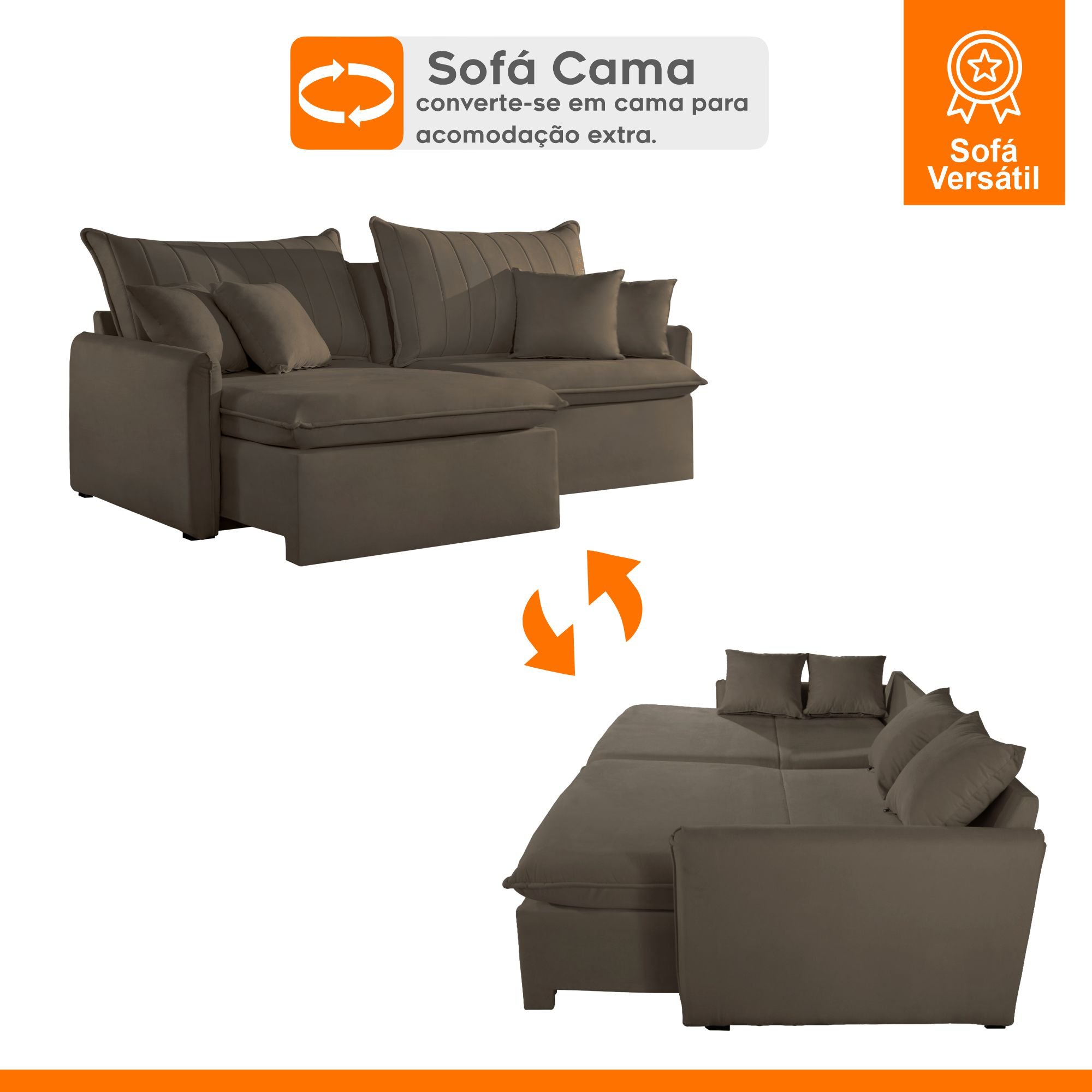 Sofá Cama Retrátil e Reclinável 180cm Flex - 3