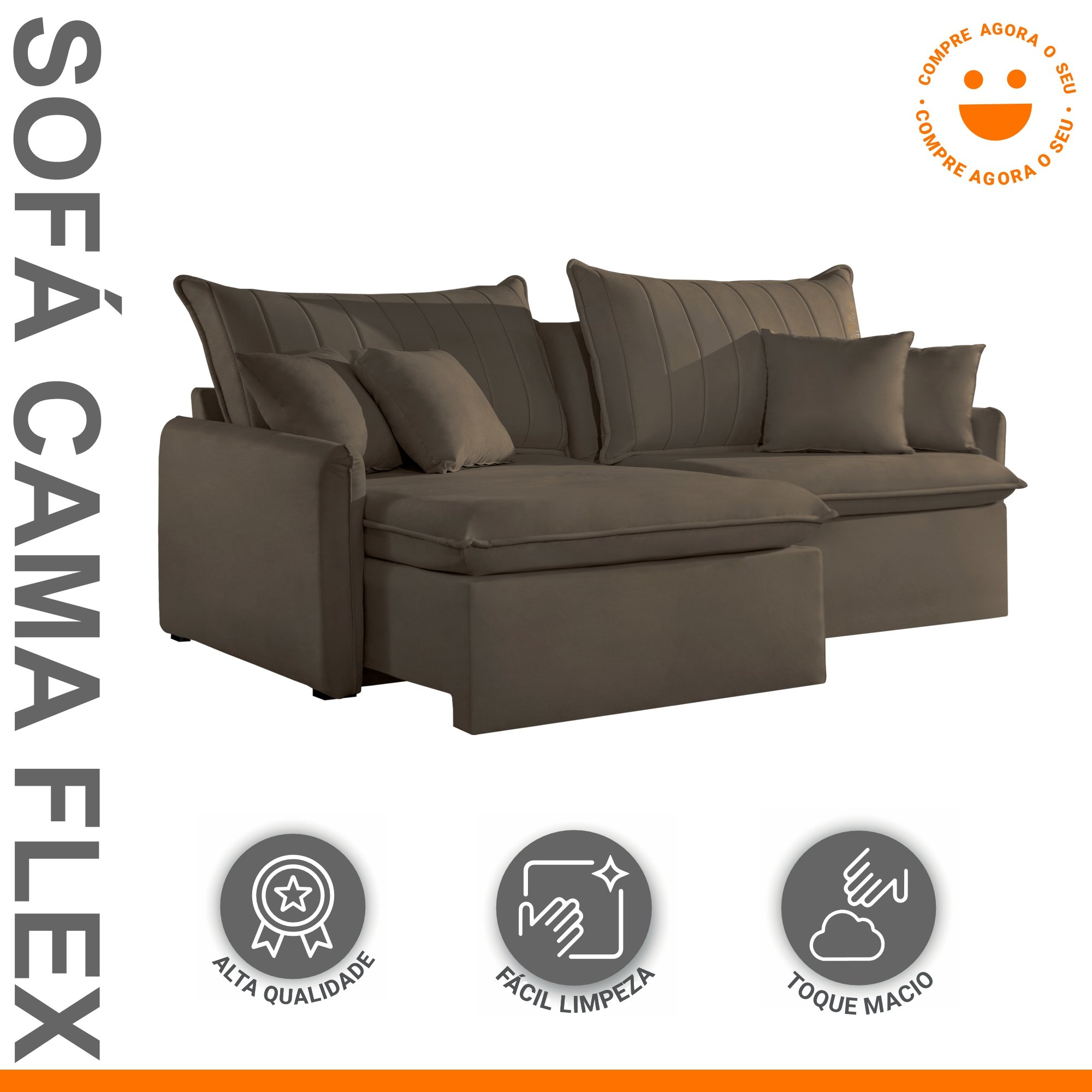 Sofá Cama Retrátil e Reclinável 180cm Flex - 2