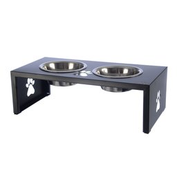Comedouro Elevado Duplo Cão Porte P Preto - 1
