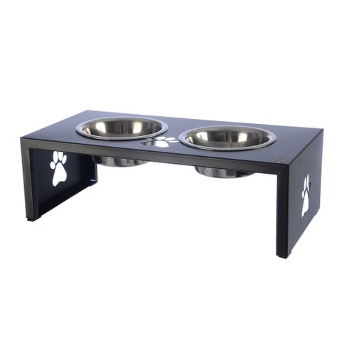 Comedouro Elevado Duplo Cão Porte P Preto