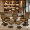 Ver imagem 1 de Kit 3 Poltronas de Massagem Arizona Giratória com Apoio de Pés e Reclinável Pu Caramelo G56 - Gran B