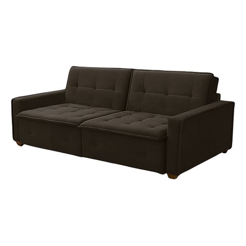 Sofá Cama Reclinável 3 Lugares Filadélfia Veludo Cinza Trovão - Meu Estofado