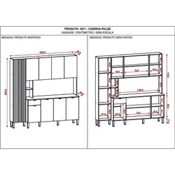 Armário para Cozinha 9 Portas 1 Gaveta Pulse - 5