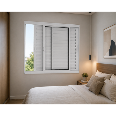 Janela Veneziana 3 Folhas Alumínio Branco 100x200 Linha 25 Jade