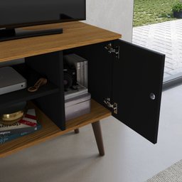 Rack para Tv até 50 Polegadas Viena com Nichos e Portas:preto/narure - 3