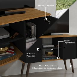Rack para Tv até 50 Polegadas Viena com Nichos e Portas:preto/narure - 5