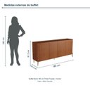 Ver imagem 3 de Buffet Bend 180 cm Porta Frisada Incolar Cedro com Pé Dourado