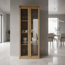 Ver imagem 4 de Cristaleira Vertical 2 Portas de Vidro 3 Prateleiras 160,5CMX60CM CR6004 Amendoa Bege/Amêndoa