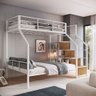 Beliche Casal/ Solteiro com Escada na Lateral Preto Stuart:branco - 1