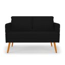 Ver imagem 3 de Kit 01 Namoradeira 02 Lugares e 02 Poltronas Mari Linho Preto A79 Pés Palito Castanho - D’Rossios