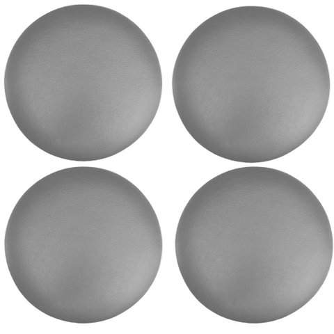 Kit 04 Assentos Redondo Banqueta Cadeira Estofados Poltronas H02 Corino Cinza 30 cm - Lyam Decor Ass