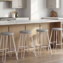 Ver imagem 3 de Kit 04 Assentos Redondo Banqueta Cadeira Estofados Poltronas H02 Corino Cinza 30 cm - Lyam Decor Ass