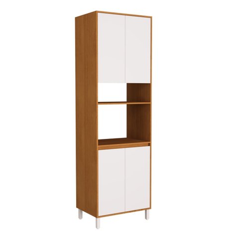 Torre Quente 70cm 4 Portas Cozinha Milão Branco/Freijó Rocks/Ártico