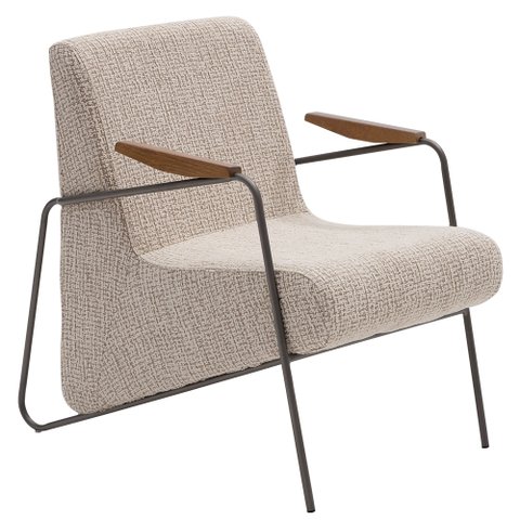 Poltrona Safira Base Aço Fixa Titânio Bouclê Tramare Off White Mesclado - Nexta Casa