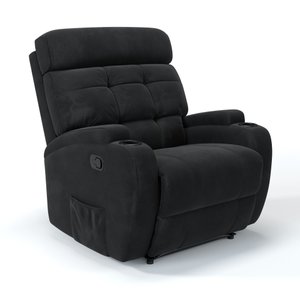 Poltrona do Papai Reclinável em Suede Cor Preta Manual com Massagem - Modelo Florença