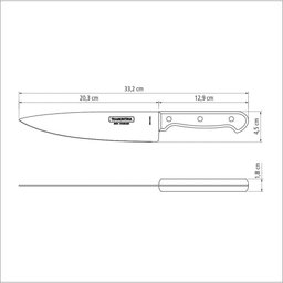 Faca Chef Tramontina Polywood com Lâmina em Aço Inox e Cabo de Madeira Castanho 8" Tramontina - 4