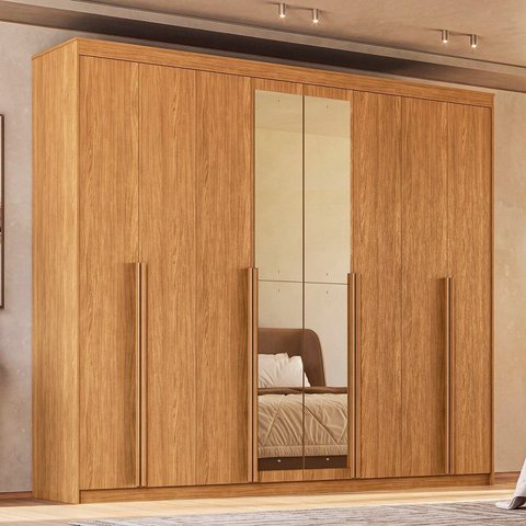 Guarda-Roupa 8 Portas Zuri Ele e Ela c/Espelho Cinamomo