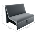 Ver imagem 2 de Sofá-Cama Compacto Lyon Veludo Cinza 113cm para Sala e Quarto com Estrutura Eucalipto