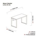 Ver imagem 3 de Mesa de Escritório Madeira 1200x600x750mm M1200PE40TUB 120cm Industrial Embua Terra e Preto Marrom