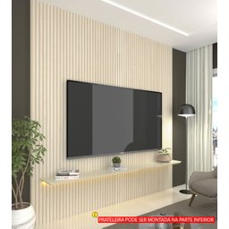 Painel para TV 1.8 Ripado com LED Requinte Off White - Gelius Móveis - 2