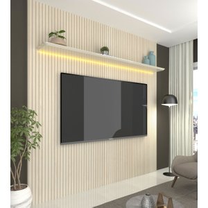 Painel para TV 1.8 Ripado com LED Requinte Off White - Gelius Móveis