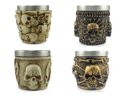 Ver imagem 1 de Kit 4 Copos Shot Dose Colecionável Decorativo Em Aço Inox Resina Para Tequila Whisky Vodka Cor: 2 cl
