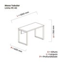 Ver imagem 3 de Mesa de Escritório Madeira 1200x600x750mm M1200PE40TUB 120cm Industrial Grafito e Preto Cinza