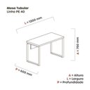 Ver imagem 3 de Mesa de Escritório Madeira 1200x600x750mm M1200PE40TUB 120cm Industrial Nogueira Casablanca e Preto Bege