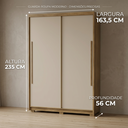 Ver imagem 3 de Guarda-Roupa MDF Solteiro Doha Intense 1,6 m 2 Portas de Correr Moderno Espaçoso Quarto Elegante: na