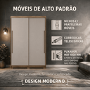 Ver imagem 2 de Guarda-Roupa MDF Solteiro Doha Intense 1,6 m 2 Portas de Correr Moderno Espaçoso Quarto Elegante: na