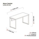 Ver imagem 3 de Mesa de Escritório Madeira 1340x600x750mm M1340PE40TUB 134cm Industrial Grafito e Preto Cinza