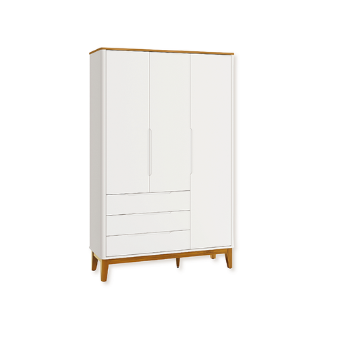Guarda Roupa Infantil Boom 3 Portas 3 Gavetas Branco Fosco/ Savana