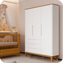 Ver imagem 2 de Guarda Roupa Infantil Boom 3 Portas 3 Gavetas Branco Fosco/ Savana